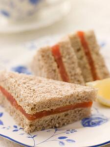 Smoked Salmon Sandwich on Brown Bread with Afternoon Tea
