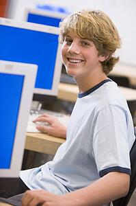 Male student in computer class
