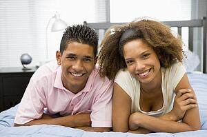 Teenagers Lying On Bed Together 