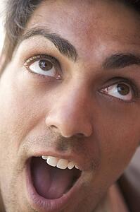 Head shot of surprised man