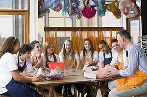 Students receiving art lessons