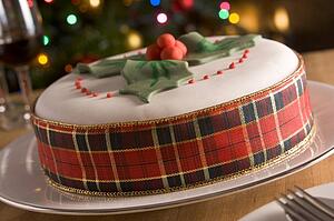 Decorated Christmas Fruit Cake