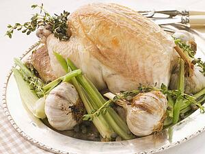 40 Clove of Garlic Roasted Chicken with Baby Spring Vegetables