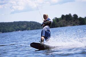 Woman waterskiing