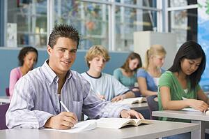 Students studying in geography class