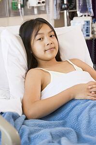 Young Girl Lying In Hospital Bed
