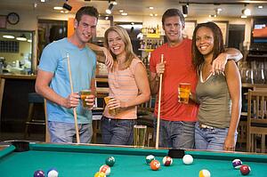 Friends at a pool hall