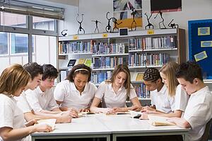 Students in a study group collaborating