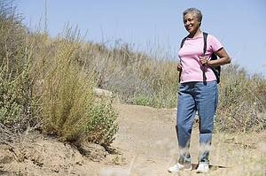 Senior woman on a walking trail