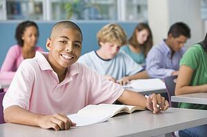 Students studying in geography class