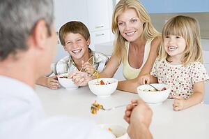 Family Eating A meal, mealtime Together 