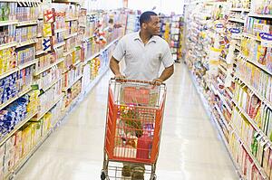 Man shopping at grocery store
