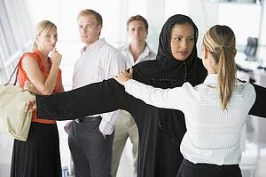 Airline passengers undergoing a security check