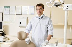 Dentist in exam room
