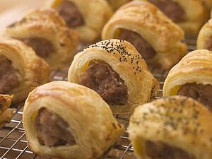 Sausage Rolls on a Cooling Rack