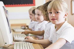 Students in class at computer terminals (depth of field)