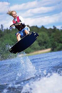 Woman waterskiing