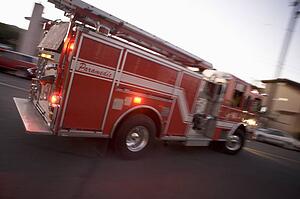 Fire engine on street (blur)