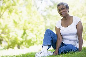 Senior woman resting in a park