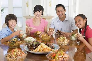 Family Enjoying meal, mealtime Together