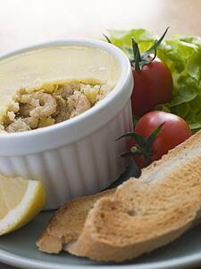 Potted Brown Shrimp with Toast and Salad