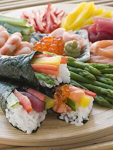 Seafood and Vegetable Hand Rolled Sushi