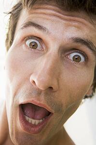 Head shot of surprised man