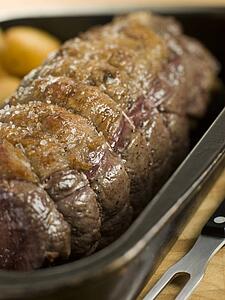 Roast Topside of British Beef in a Tray with Roast Potatoes