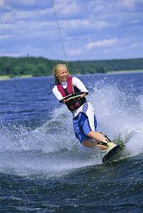 Woman waterskiing