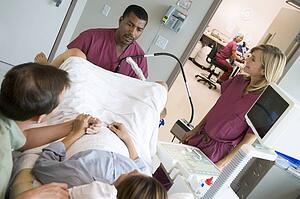 Doctor retrieving eggs from ovary using vaginal ultrasound