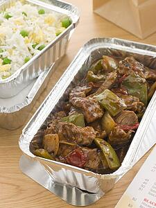 Beef And Black Bean Sauce With Egg Fried Rice