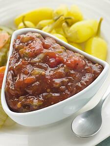 Pot of Burger Relish with Pickled Californian Chillies