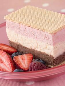 Neapolitan Ice Cream with Wafer Biscuits and Berries