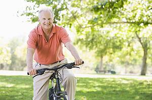 Senior man on a bicycle