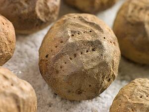 Jacket Potatoes baked on a tray of Sea Salt