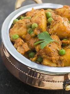 Curried Potatoes Peas and Cumin