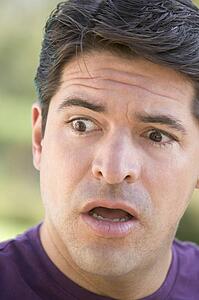 Head shot of surprised man