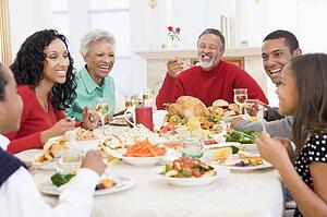 Family All Together At Christmas Dinner