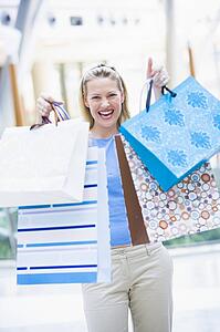 Woman with shopping bags at a shopping mall