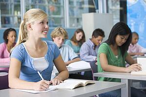 Students studying in geography class