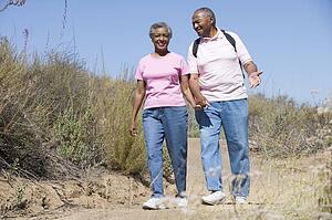 Senior couple on a walking trail