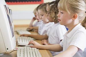 Students in class at computer terminals (depth of field)
