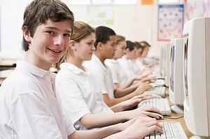 Students working on computer workstations