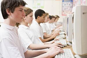 Students working on computer workstations