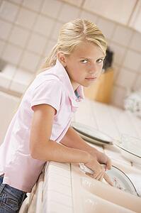 Young Girl Cleaning Dishes, 