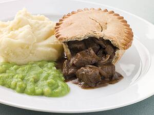 Steak Pie Mash and Mushy Peas