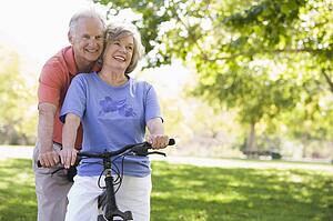 Senior couple on a bicycle