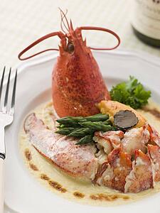 Lobster Thermidor with a Rouille Croute