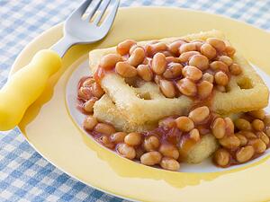 Potato Waffles with Baked Beans