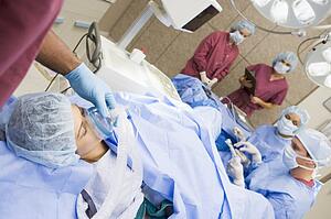Patient undergoing egg retrieval procedure